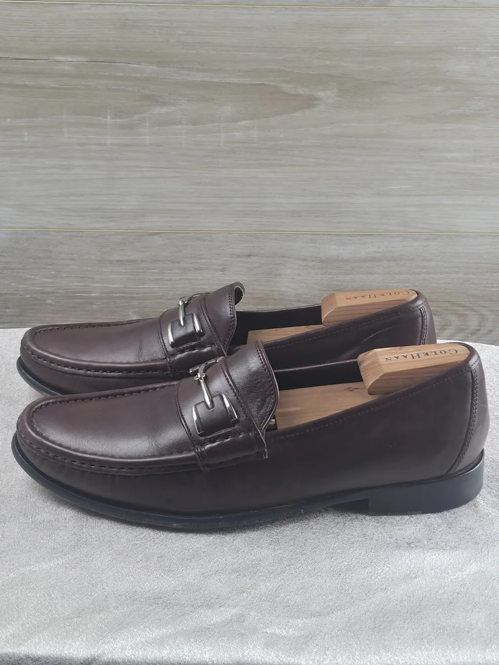 Cole Haan Dark Brown Leather Bit Loafers Men's Size 10.5 D Dress Slip On Shoes